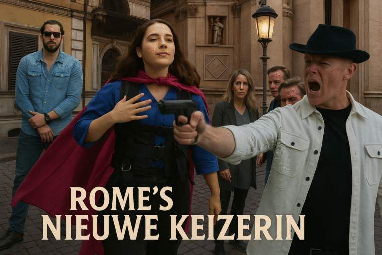 Filmposter-beeldidee Rome’s Nieuwe Keizerin: collega's als superhelden en tegenspelers